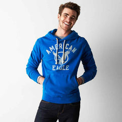 Utilitarian Blue AEO Signature Hooded Pop Over