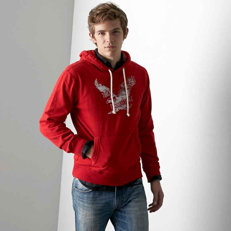 Varsity Red AEO Signature Hooded Pop Over