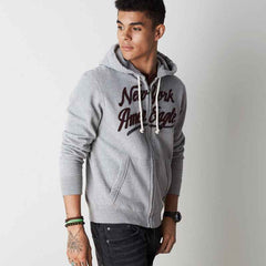 Derby Grey Marl AEO NYC Applique Hoodie